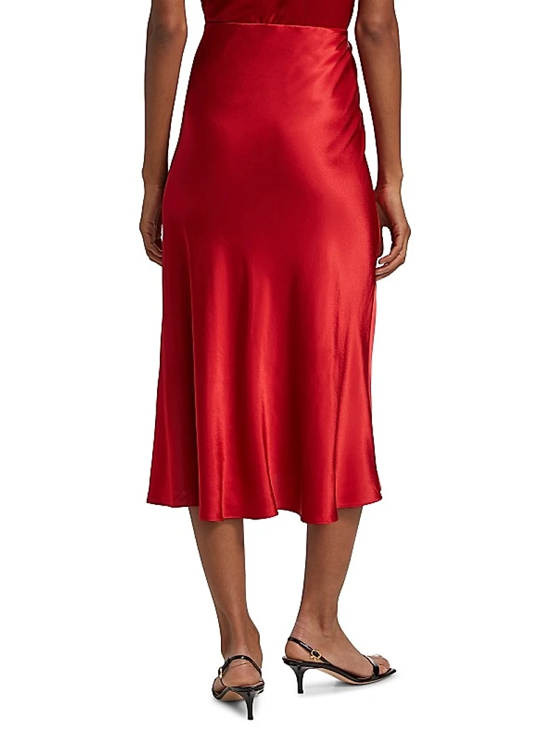 Maya Satin Midi-Skirt