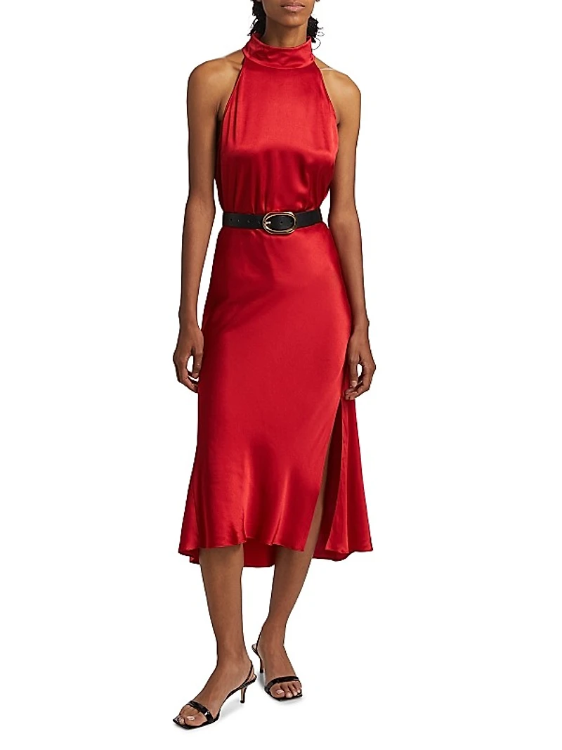 Maya Satin Midi-Skirt