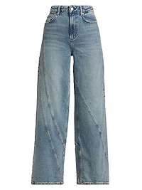 Getty High-Rise Twisted Seam Wide-Leg Jeans