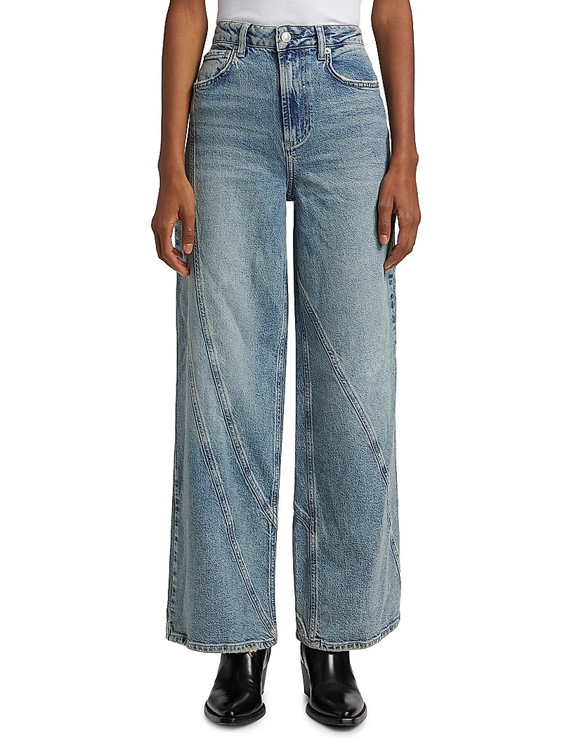 Getty High-Rise Twisted Seam Wide-Leg Jeans