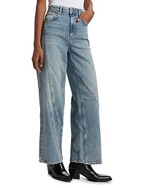 Getty High-Rise Twisted Seam Wide-Leg Jeans