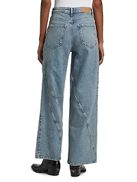 Getty High-Rise Twisted Seam Wide-Leg Jeans