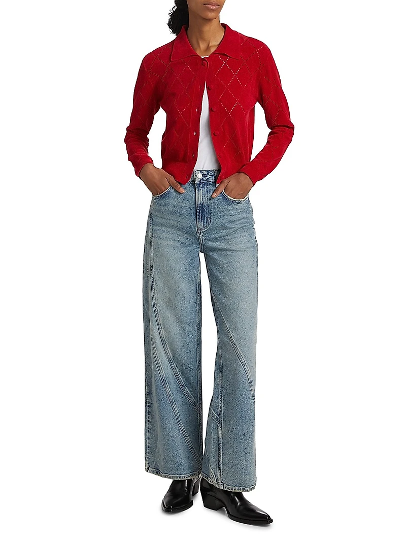 Getty High-Rise Twisted Seam Wide-Leg Jeans