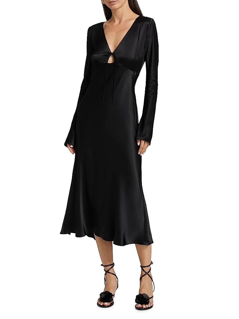 Amanda Satin Crepe Midi-Dress