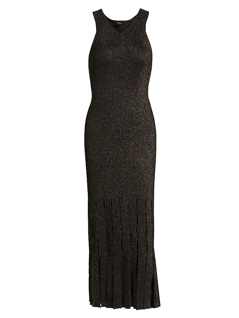 Kaia Metallic Fringed Midi-Dress