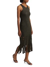 Kaia Metallic Fringed Midi-Dress