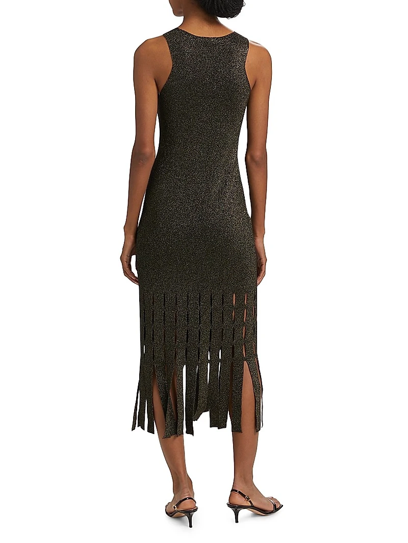 Kaia Metallic Fringed Midi-Dress