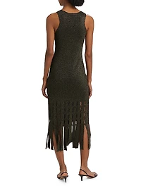 Kaia Metallic Fringed Midi-Dress