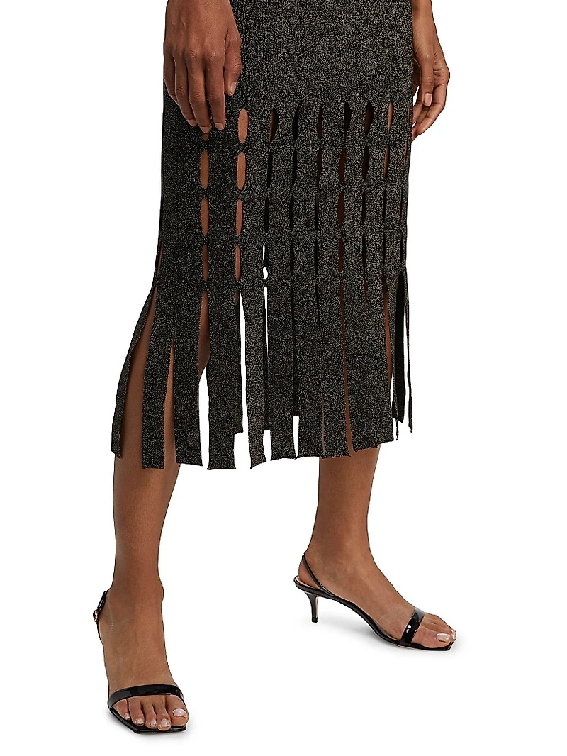 Kaia Metallic Fringed Midi-Dress
