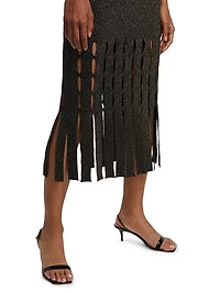 Kaia Metallic Fringed Midi-Dress