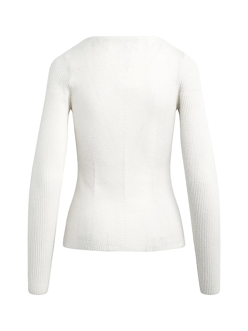 Serena Merino Wool Rib-Knit Cardigan