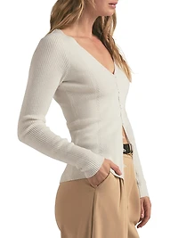 Serena Merino Wool Rib-Knit Cardigan
