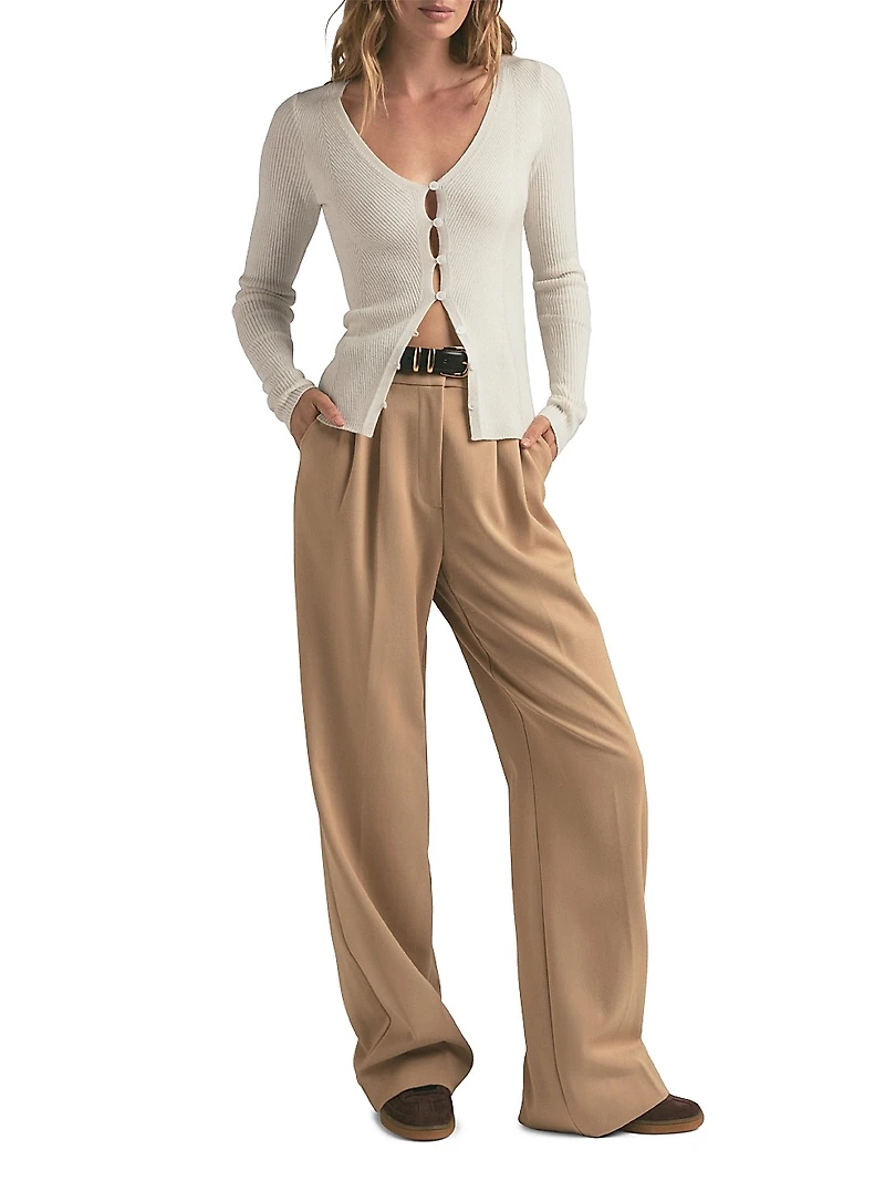 Serena Merino Wool Rib-Knit Cardigan