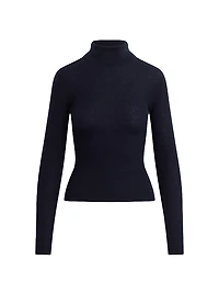 Amelia Wool Rib-Knit Turtleneck Top