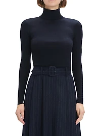 Amelia Wool Rib-Knit Turtleneck Top