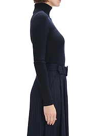 Amelia Wool Rib-Knit Turtleneck Top