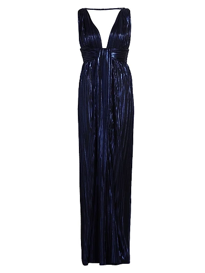 Vitta Metallic Pleated Sleeveless Maxi Dress
