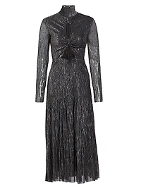 Nalani Metallic Pleated Cut Out Midi-Dress