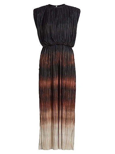 Calista Ombré Plissé Sleeveless Maxi Dress