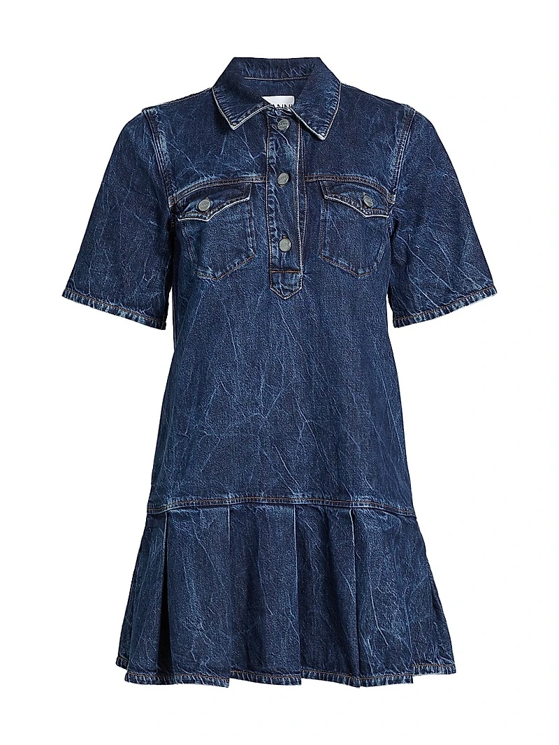 Crinkled Denim Minidress