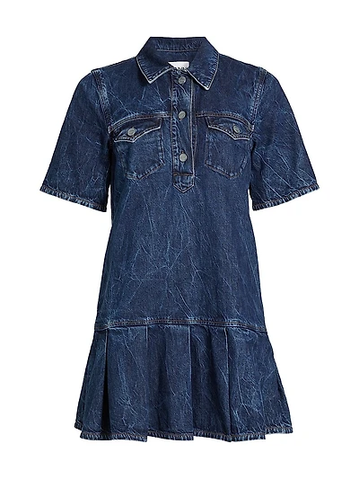 Crinkled Denim Minidress