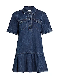 Crinkled Denim Minidress