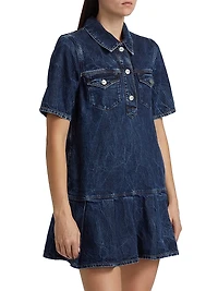 Crinkled Denim Minidress