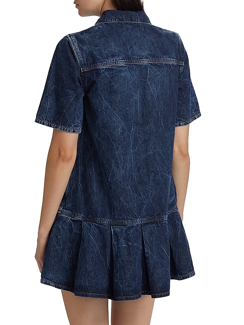 Crinkled Denim Minidress