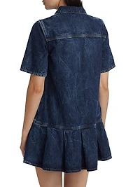 Crinkled Denim Minidress