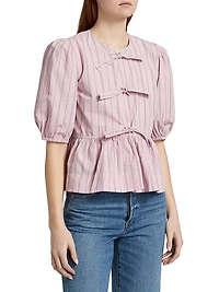 Stripe Cotton Peplum Blouse