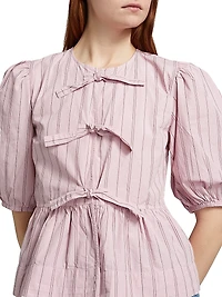 Stripe Cotton Peplum Blouse