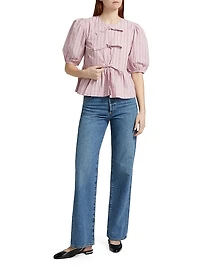 Stripe Cotton Peplum Blouse