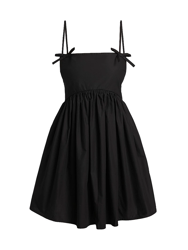 Cotton Poplin Bow-Accented Minidress
