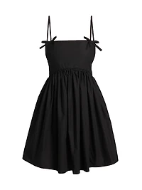Cotton Poplin Bow-Accented Minidress