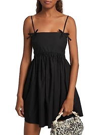 Cotton Poplin Bow-Accented Minidress