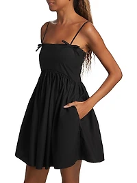 Cotton Poplin Bow-Accented Minidress