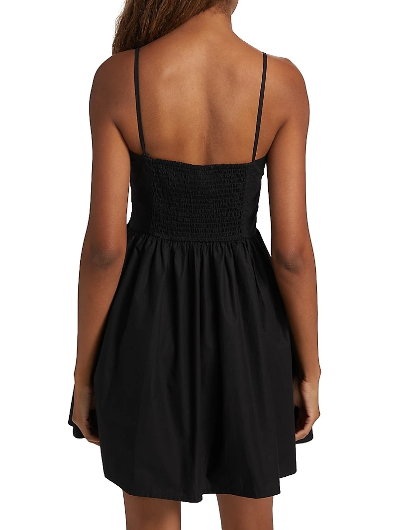 Cotton Poplin Bow-Accented Minidress