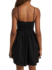 Cotton Poplin Bow-Accented Minidress