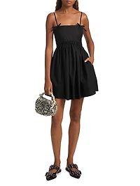 Cotton Poplin Bow-Accented Minidress