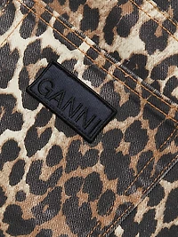 Foil Animal Print Denim Midi-Skirt