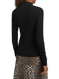Ribbed Rhinestone Turtleneck Top
