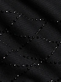 Ribbed Rhinestone Turtleneck Top