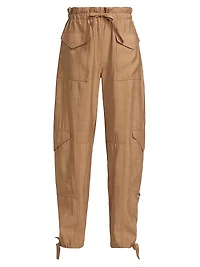 Slub High-Waist Cargo Pants