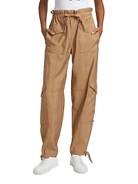 Slub High-Waist Cargo Pants