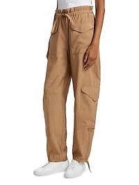Slub High-Waist Cargo Pants