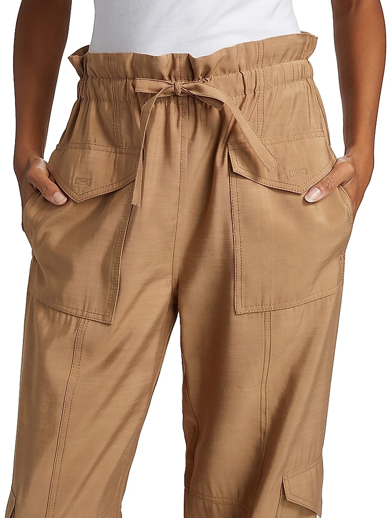 Slub High-Waist Cargo Pants