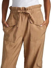 Slub High-Waist Cargo Pants