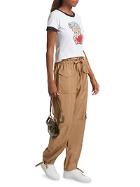 Slub High-Waist Cargo Pants