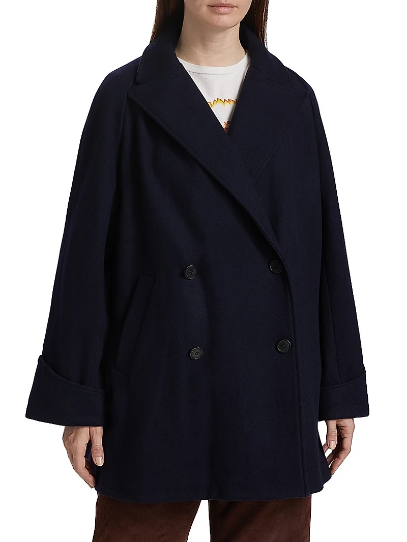 Oversized Wool-Blend Peacoat