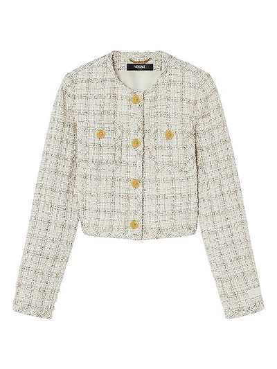 Cotton-Blend Tweed Boxy Jacket